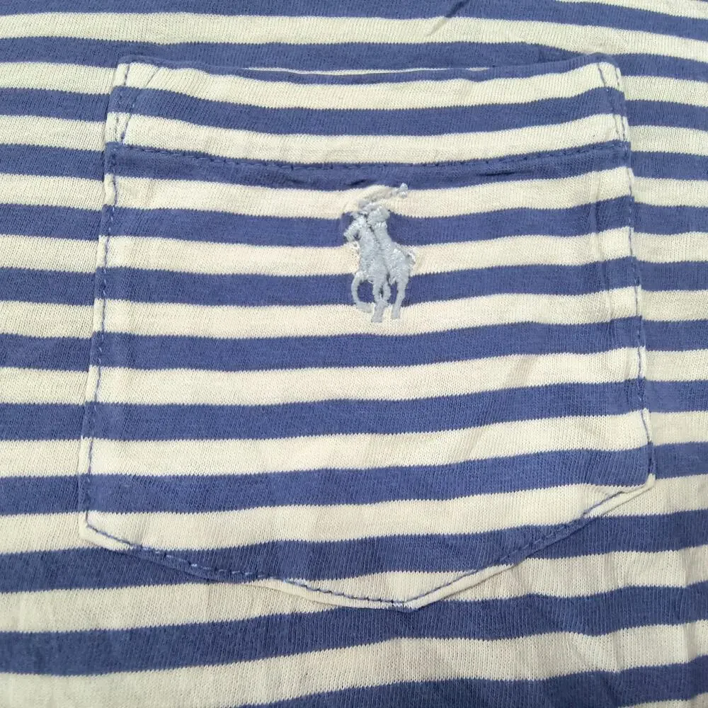 Polo Ralph Lauren Short Sleeve Collared Polo Shirt Mens Size Medium M Blue White